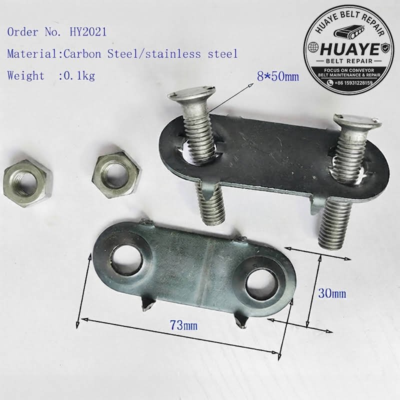 1-1/2 inch belt fastener dimension diagram - plate size and bolt spacing