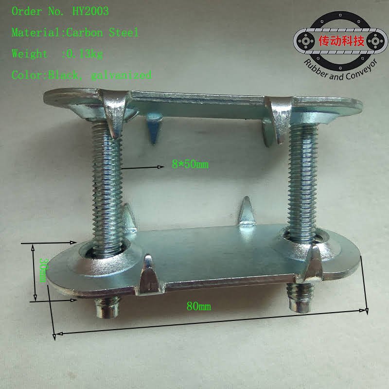 2 inch belt fastener dimension diagram - plate size and bolt spacing