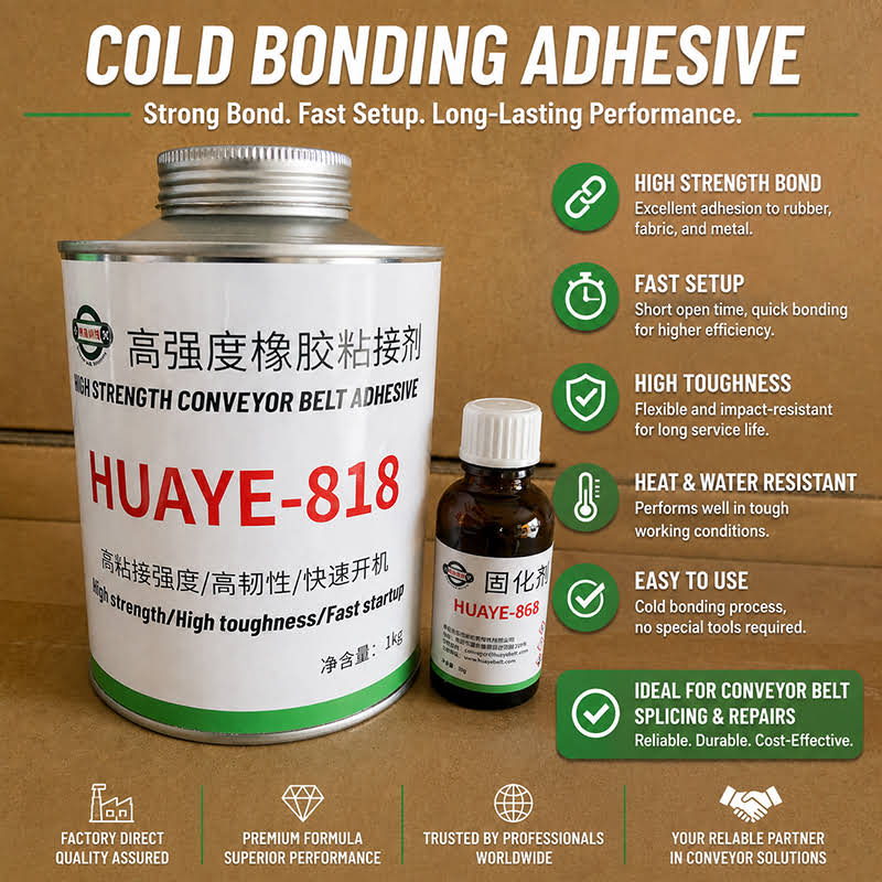 Applying HUAYE-818 cold bonding adhesive to a conveyor belt joint