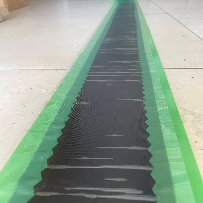 Close-up material texture of conveyor belt repair strip with CN semi-cured layer